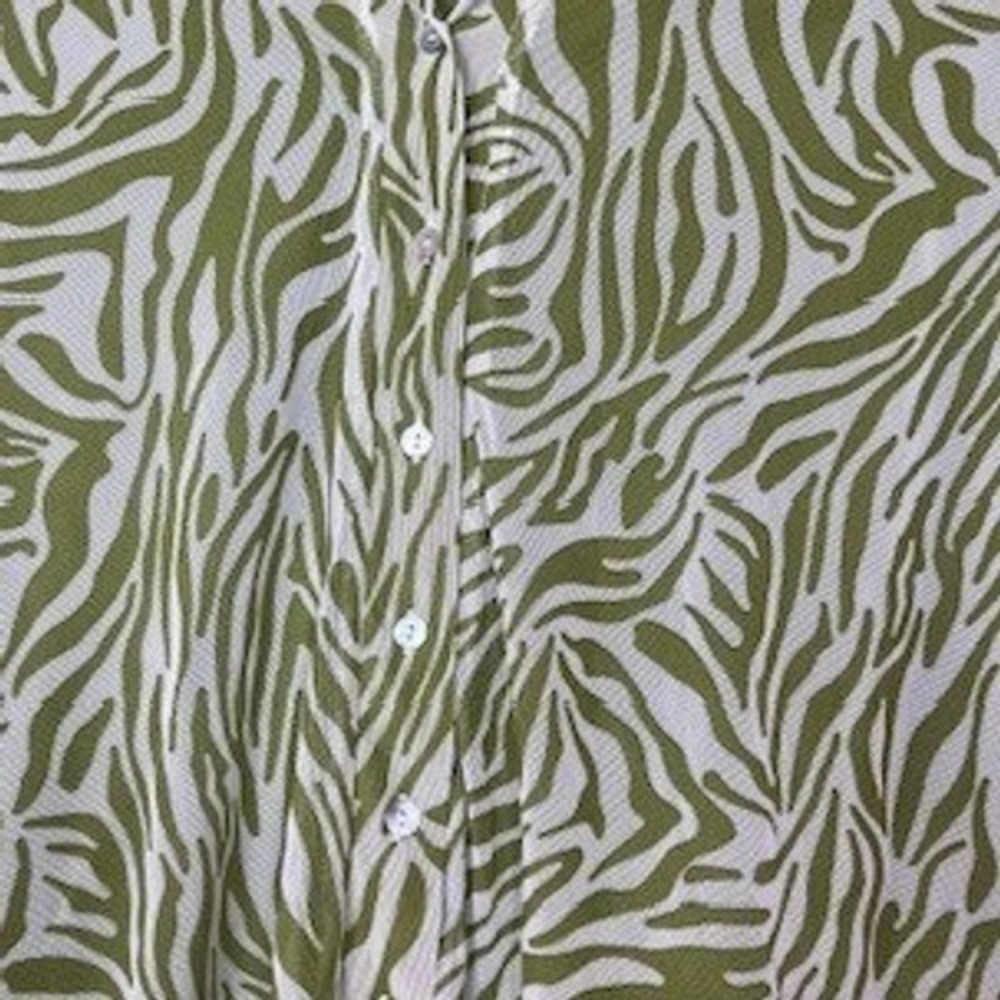 Joie Women's Bright Green Cream‎ Zebra Bold Long Sleeve Button Down Shirt Boho - Picture 2 of 7
